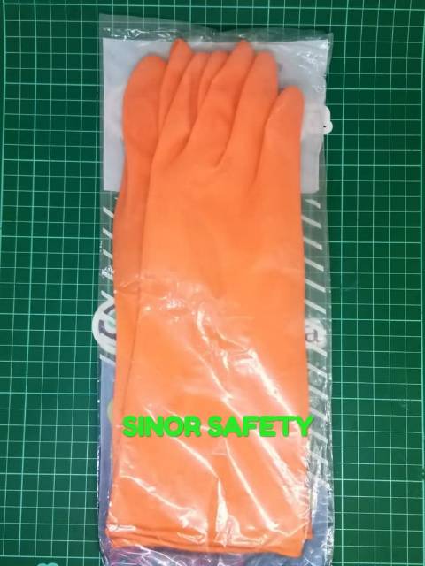 Sarung Tangan Karet Latex Dot Tebal Serbaguna Rubber Glove 32 cm Kuning dan Orange