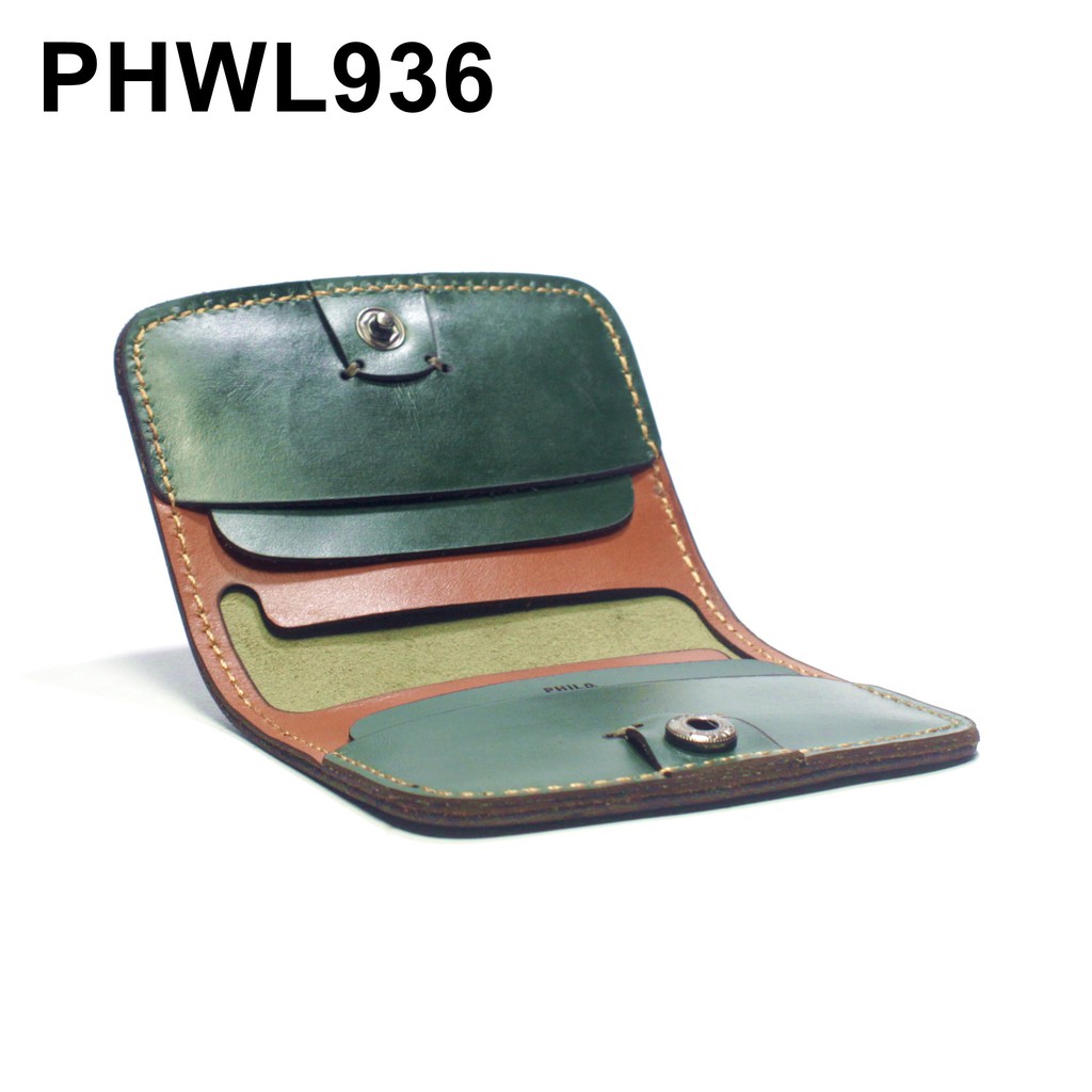 dompet kartu kulit asli model dua warna card wallet kancing - PHWL936