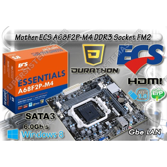 ECS a68f2p-m4 + AMD A4-6300 + 4GB DDR 3 PAKET GAME MURAH