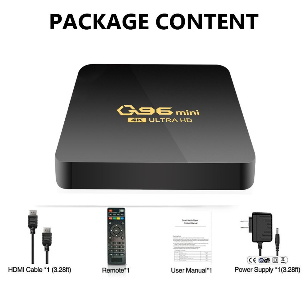 Smart TV Box 4K Untuk Semua Jenis TV HDR 1GB 8GB Android 7.1 - Q96 Mini - Black