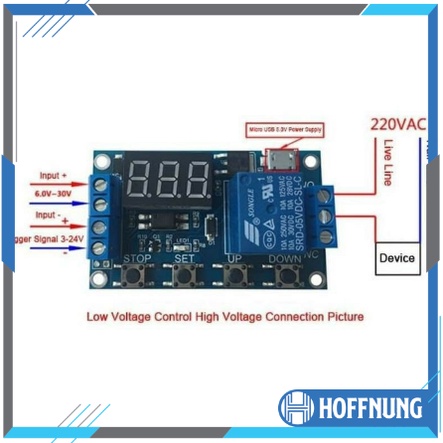 Relay Timer Display 4 Tombol DC 6V~30V Delay Time Module Switch Control