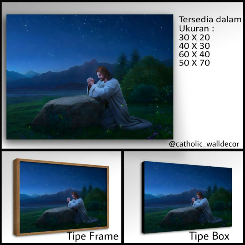 Jual Hiasan dinding Rohani Kristen Katolik Tuhan Yesus berdoa di Taman