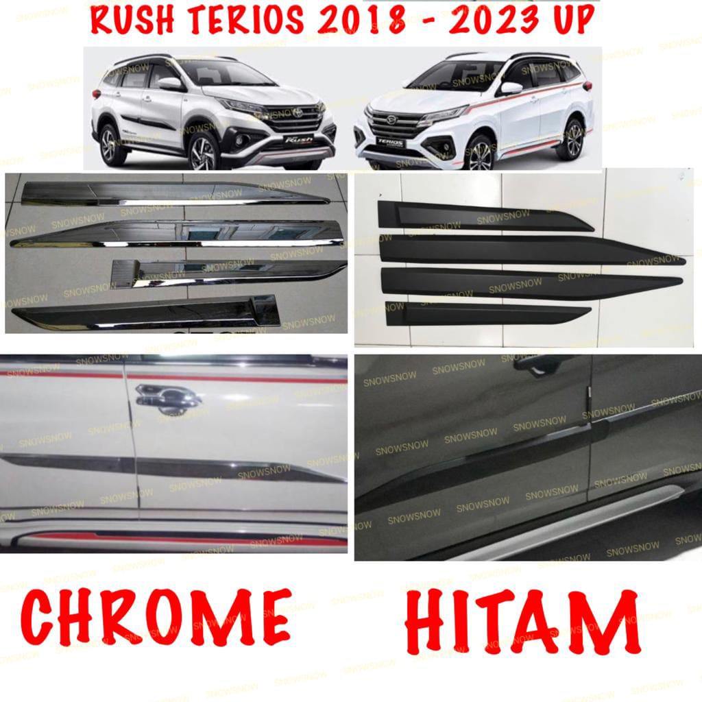 List Body Samping All New Rush Terios 2018 2020 2022 2023 Up Hitam Doff Chrome