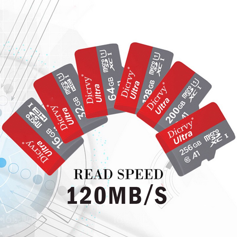 120MB/S Memory Card  with Adapter 32/64/128/256GB CLASS 10 120Mbps MicroSD Kartu Memori Sd Card