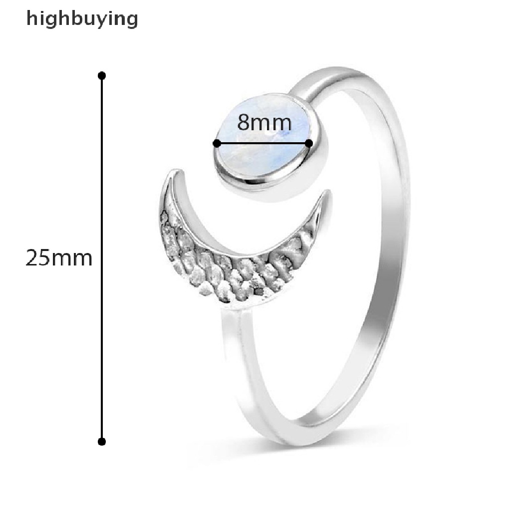 Hbid Cincin Silver Vintage Model Terbuka Dengan Batu Opal Kristal Moonstone Natural Untuk Wanita