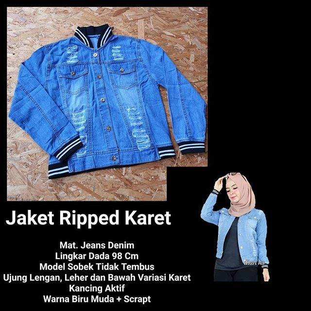MUSLIMAH MODEL SEKARANG 2020 BAHAN ADEM/ Jaket Jeans Denim Ripped Variasi Karet . Jaket Jeans Wanita