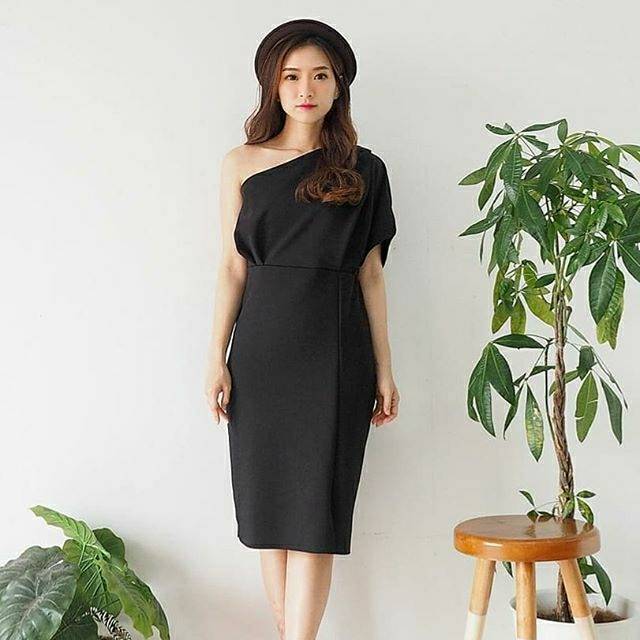 Natalie one shoulder dress scuba