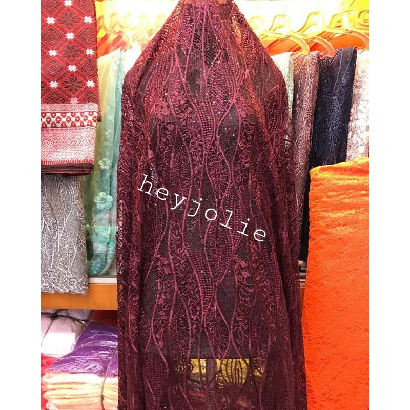 kain brokat tulle tile prancis