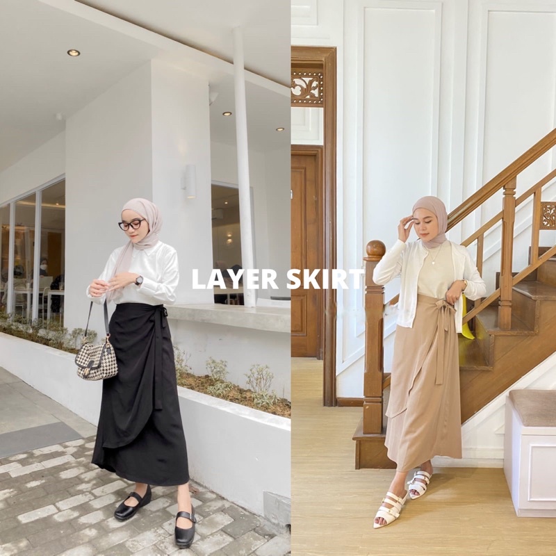 SKIRT DENGAN BAHAN MEXICOLA COTTON (SEMI STRECH) // ROK MODEL LAYER DAN BISA DITALI FLOWY // LAYER S