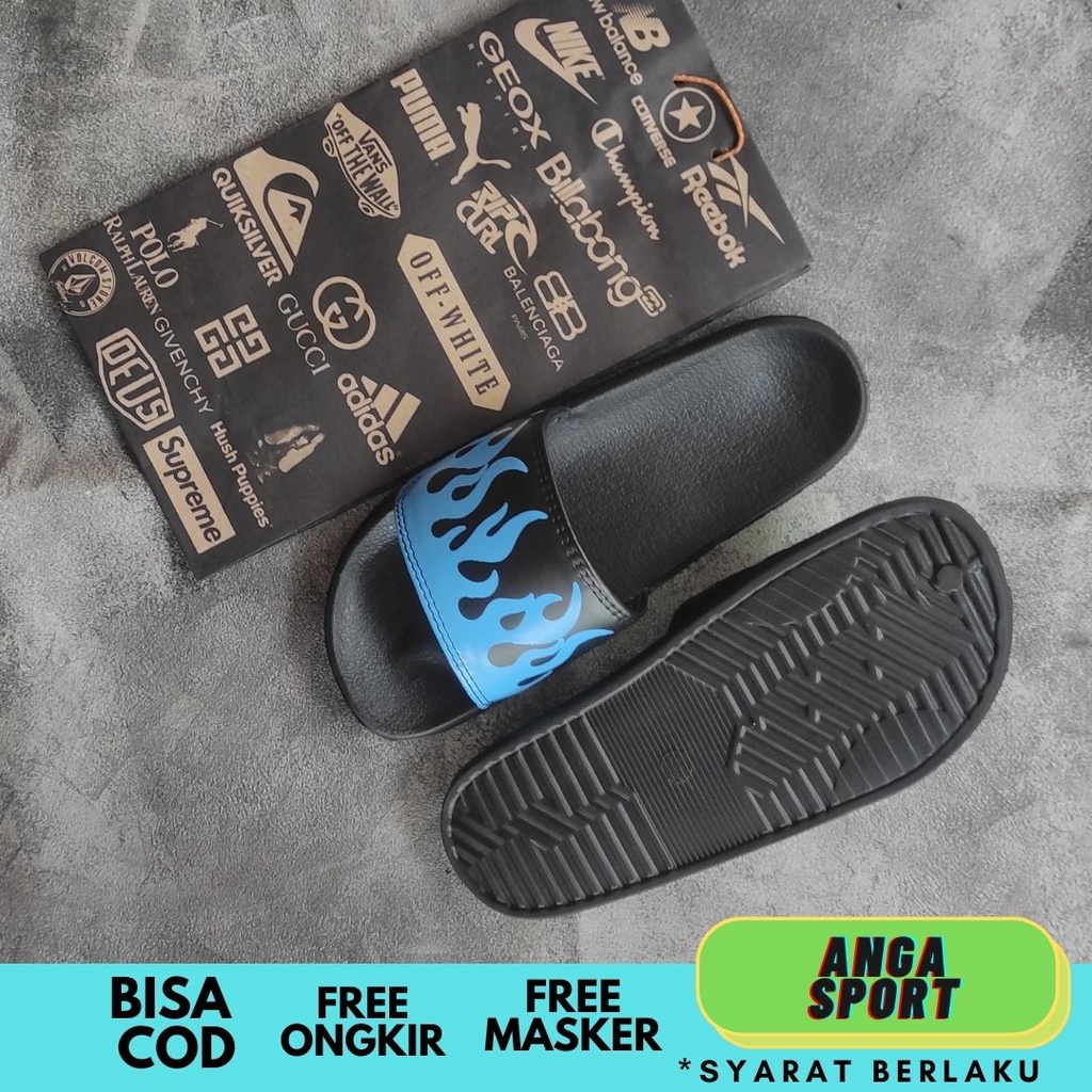 SANDAL SLIDE PRIA WITJI THRASHED BIRU TERMURAH / SANDAL SANTAI REMAJA KEREN / SENDAL SLOP DISTRO COWOK / SANDAL KASUAL FOR MEN TERLARIS