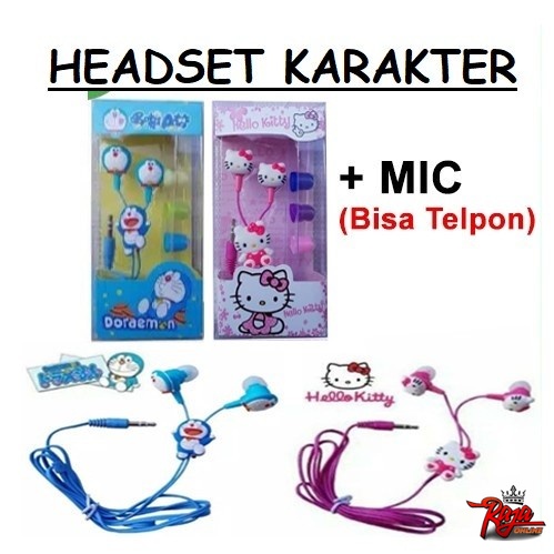 Handsfree Headset  Karakter Doraemon Hello Kitty