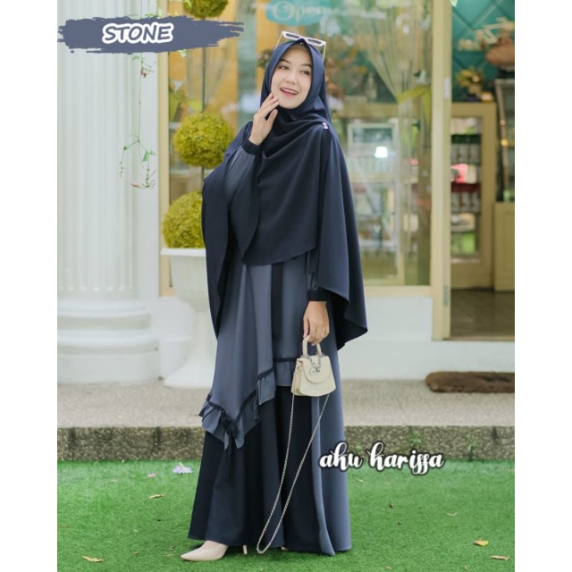 READY YUNISA SET SYAR'I AKU KARISSA ORI//GAMIS BEST SELLER WARNA BARU-Stone