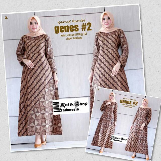 Gamis Kombi Genes 2 Batik Kondangan Muslim  Baju  Kerja 