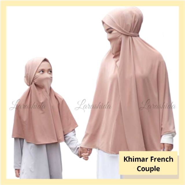 Jilbab hijab masker model khimar anti corona couple ibu dan anak