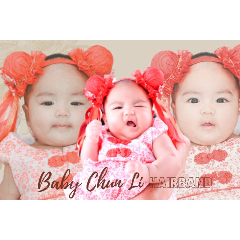 baby Chun Li kiddy Chun Li bandana bando Chun Li imlek sinchia konyen  bandana bayi baby headband
