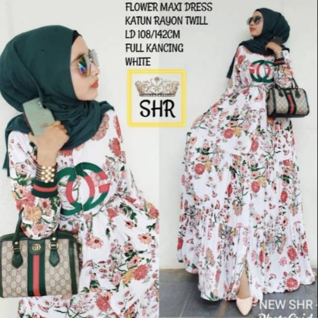 Gamis terbaru dr SHR motif bunga gucci