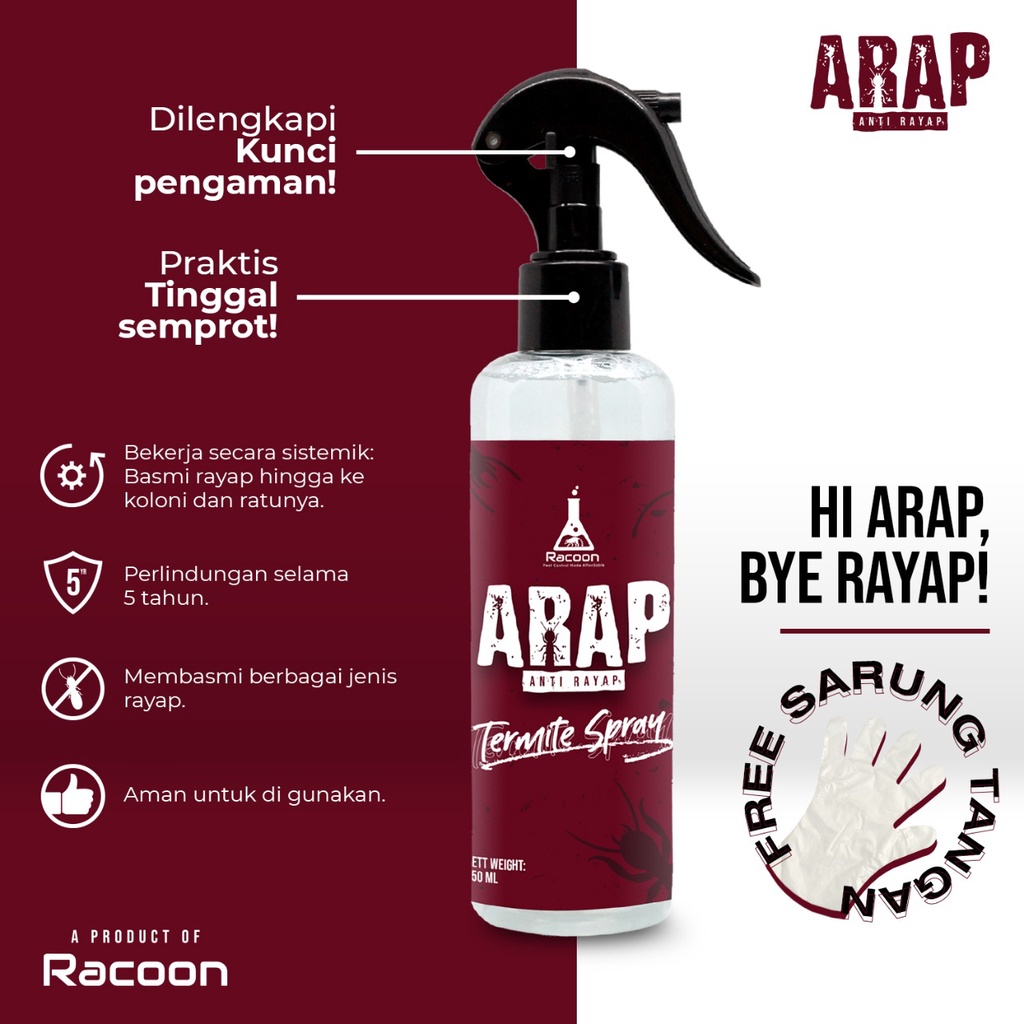 Racoon Obat Anti Rayap Spray ARAP 500 ml / Racun Rayap Semprot Cair