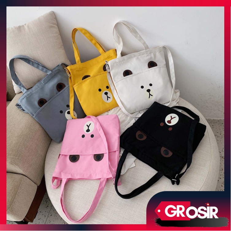 Grosir - T311 Tas Tote Bag Bear / Shoulder Bag Wanita / Slingbag / Tas Wanita / Totebag Motif Beruang