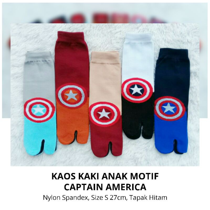 Kaos Kaki Jempol Anak Laki2/Cowok Motif Kartun Superhero, Superman, Batman, Spiderman, Captain America, Iron man (Murah, Panjang, Tapak Hitam)