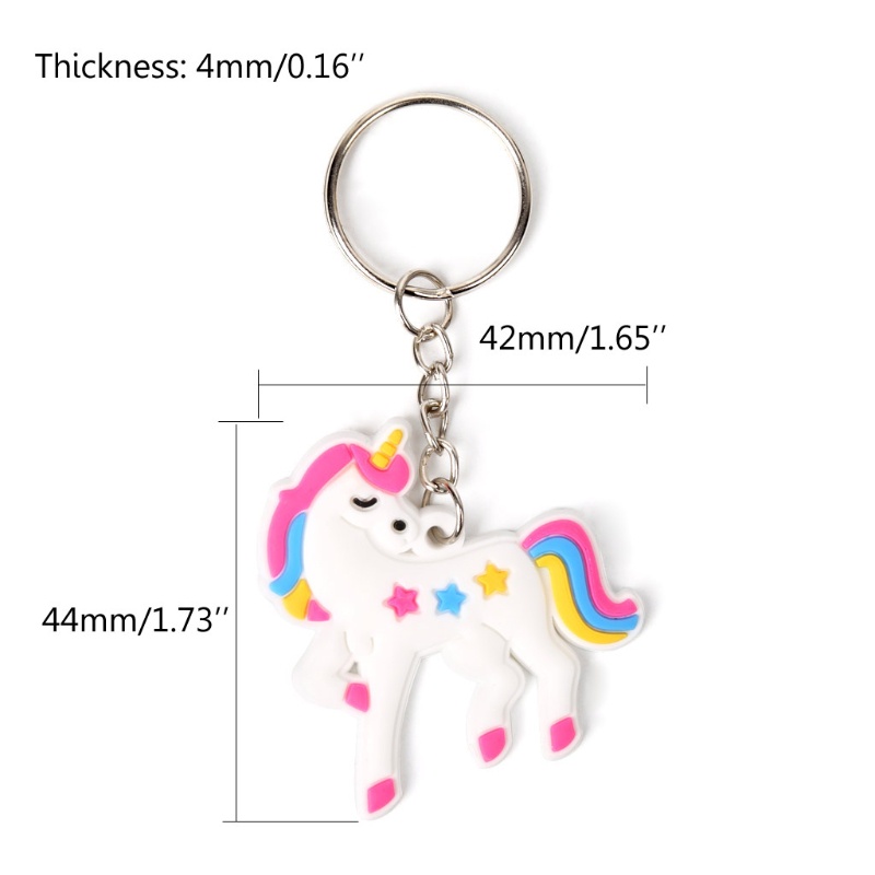 SIY  PVC Rainbow Unicorn Keychain Women Bag Charm Key Ring Pendant Gifts