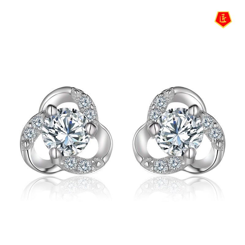 [Ready Stock]Women's Exquisite Cute Flowers Rhinestone Earrings