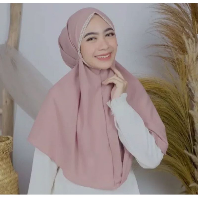 Kerudung Bergo Renda Tali Diamond Renda, Bergo Maryam Renda Diamond hijab instant