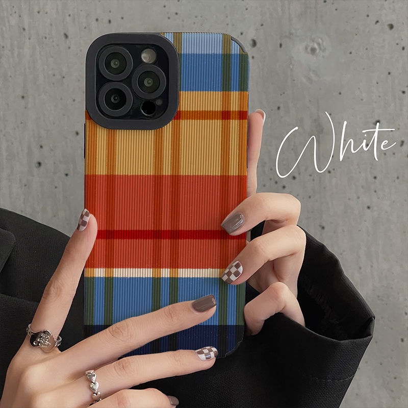 Pola kotak-kotak multi warna Casing ponsel silikon lembut untuk iPhone 12 13 11 Pro Max X Xs Max Xr Csd4