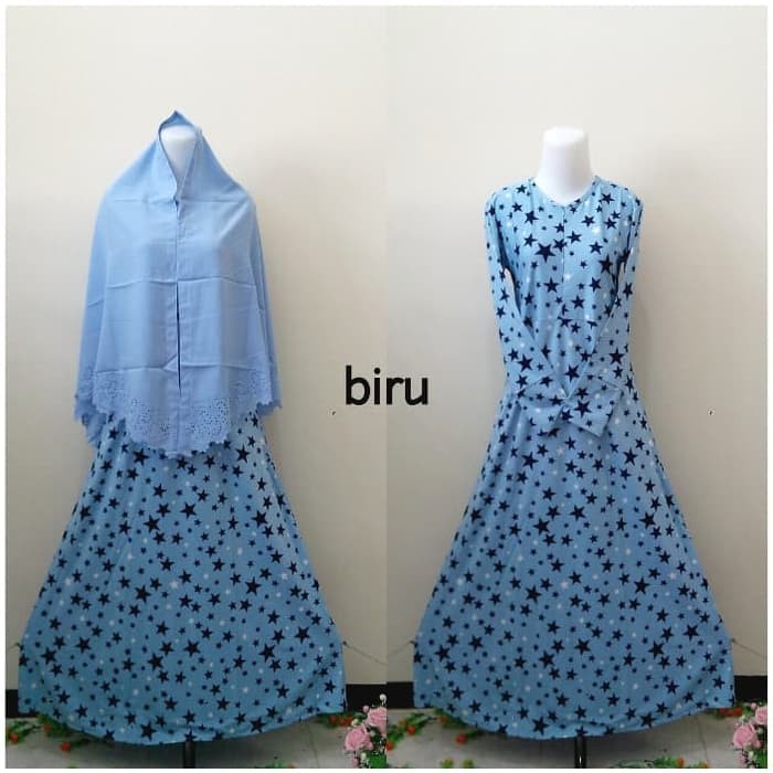 NISSA SABYAN  Gamis jumbo Misbi 362 Pink, Baju gamis wanita,Gamis Misby Murah - Biru Muda