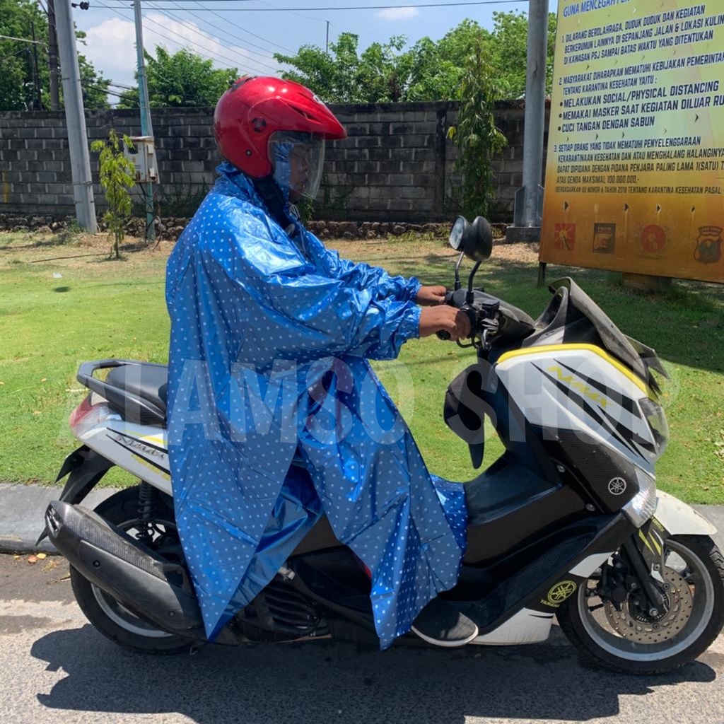 jas hujan ponco lengan polkadot ponco kelelawar polkadot