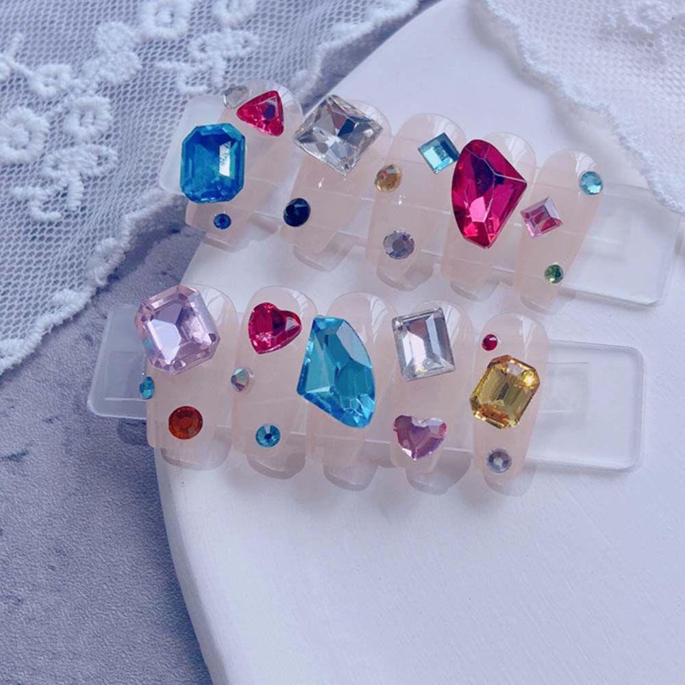 AUGUSTINA Agustina Campuran Kuku Rhinestones Set DIY Resin Manicure Nail Art Permata Square Nail Aksesoris DIY Dekorasi Kuku