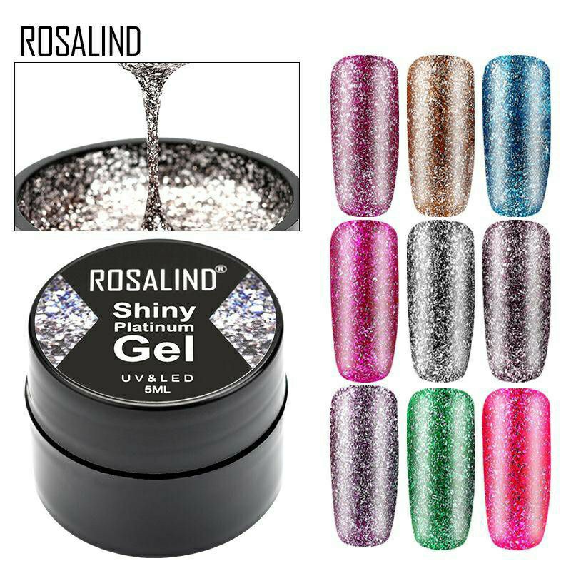 READY STOCK (21 - 24) Rosalind SHINY PLATINUM GEL SERIES Gel Nail Polish UV LED / Kutek / Cat Kuku Bagus