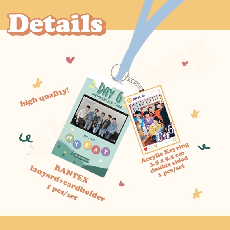 Day6 ID CARD PHOTOCARD HOLDER BANTEX LANDYARD SET PREMIUM MY DAY