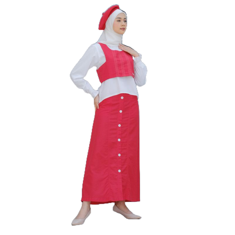 D'hanna - Setelan Rok 17 Agustusan Merah Putih Maiya Vest Blus Linen Toyobo
