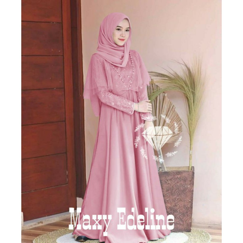 PCS MAXY EDELINE BRUKAT MOSCREPE MR ADA VIDEO REVIEW ASLI PRODUK PAKAIAN WANITA DRESS GAMIS