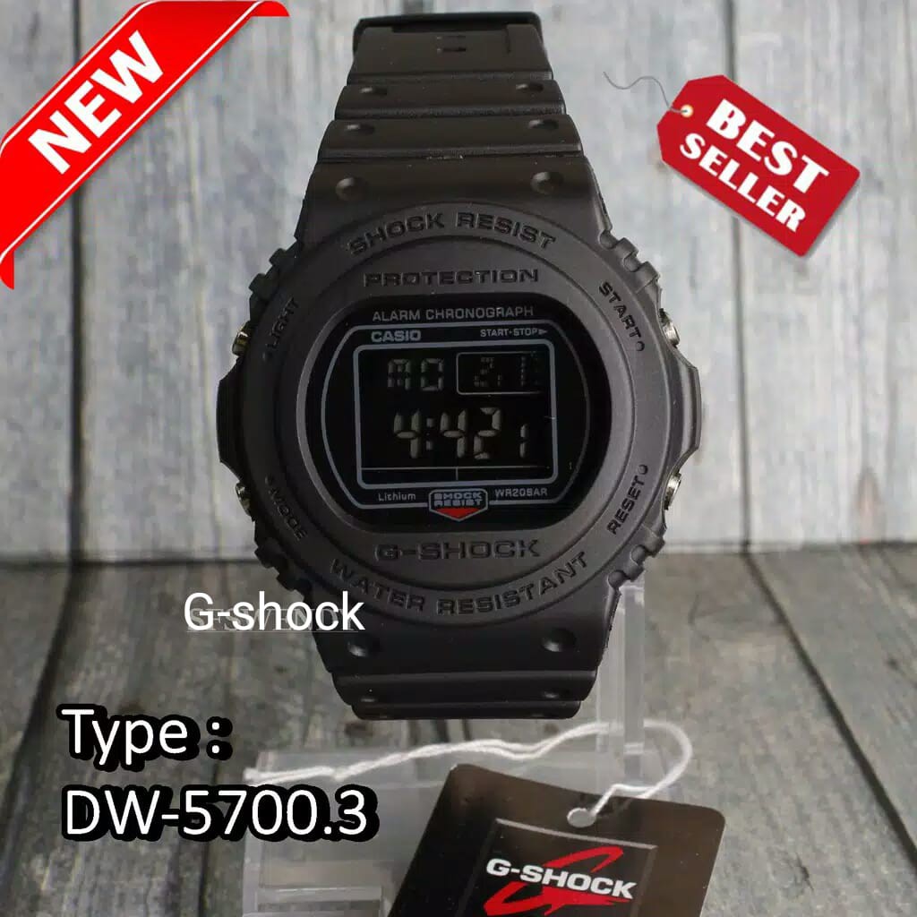 JAM TANGAN GSHOCK CASIO DW 5700 BULAT DAN SEGI FULL HITAM BULAT FULL HITAM SEGI