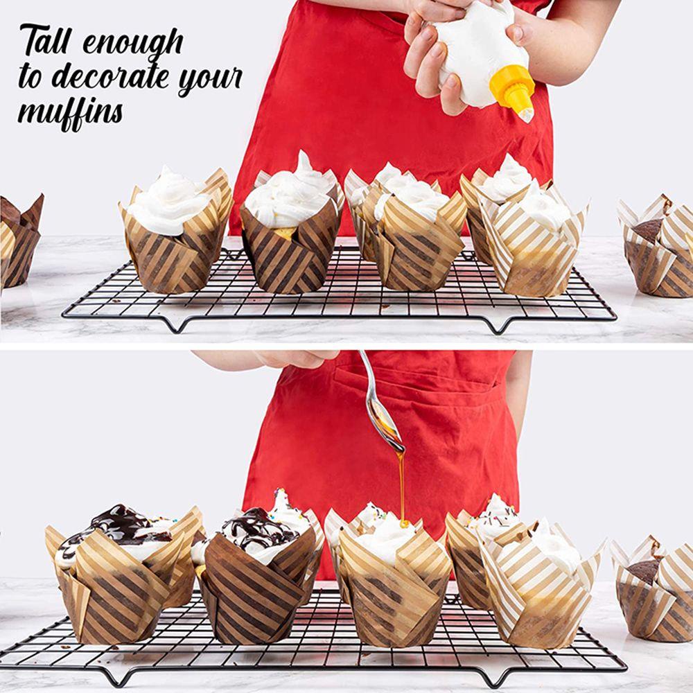 Solighter 100pcs Cupcake Paper Cups DIY Dilapisi Emas Perak Kue Liner Muffin Cupcake Liners