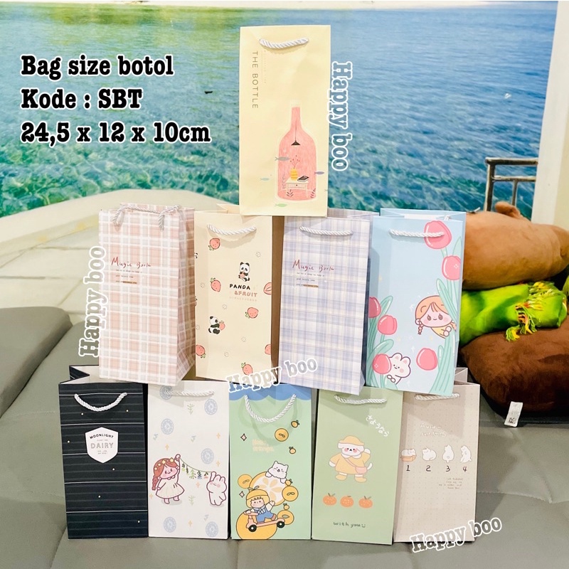 bag paper tali size botol / tinggi sbt paper bag tas kado tas kertas goodie bag tinggi botol medium