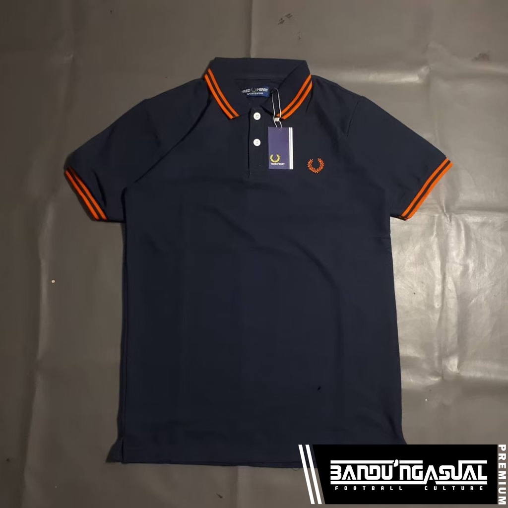 POLO SHIRT "FP" (NAVY STRIP ORANGE)
