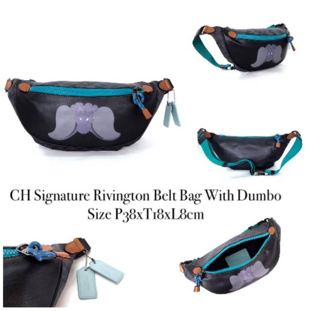 disney x coach signature rivington belt bag with dumbo