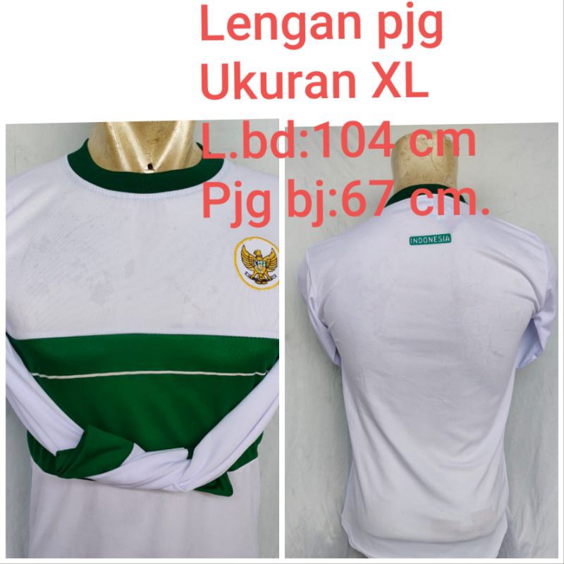 Baju bola lengan panjg ukuran dewasa xl.club liga lokal.bahan hyget super.putih kombinasi hijau.