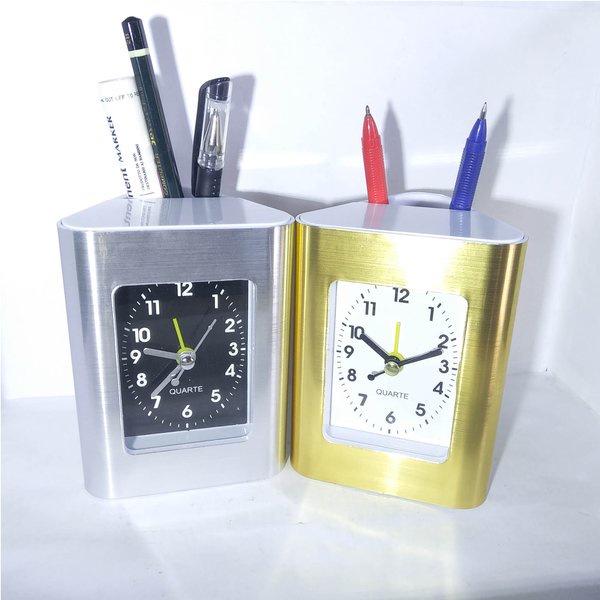 Jam Beker Mini / Jam Meja Kantor Multifungsi With Tempat Pensil Polos - ACC PLUS