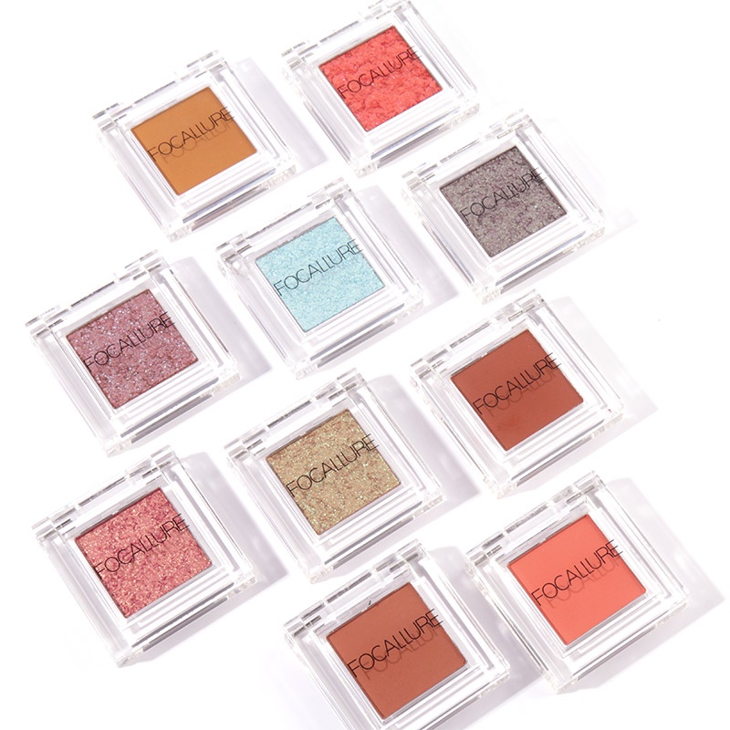 FOCALLURE Matte &amp; Glitter Single Eyeshadow Blush Burgundy Sunset Series Makeup Palette Transparant