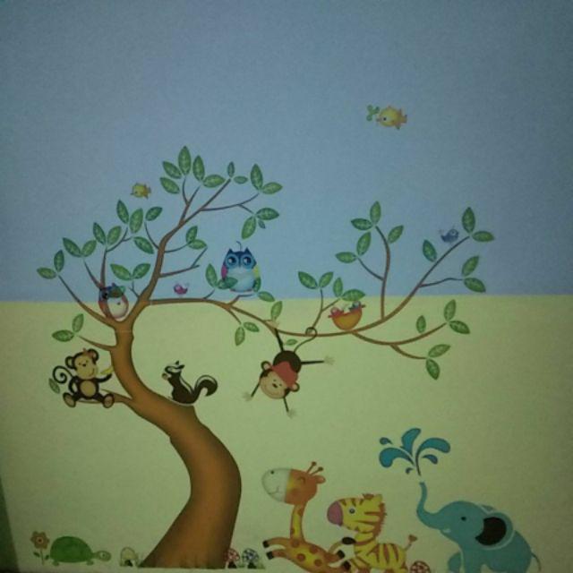 Meth Xy1163 Cute Animal N Tree Wallsticker 2x60x90