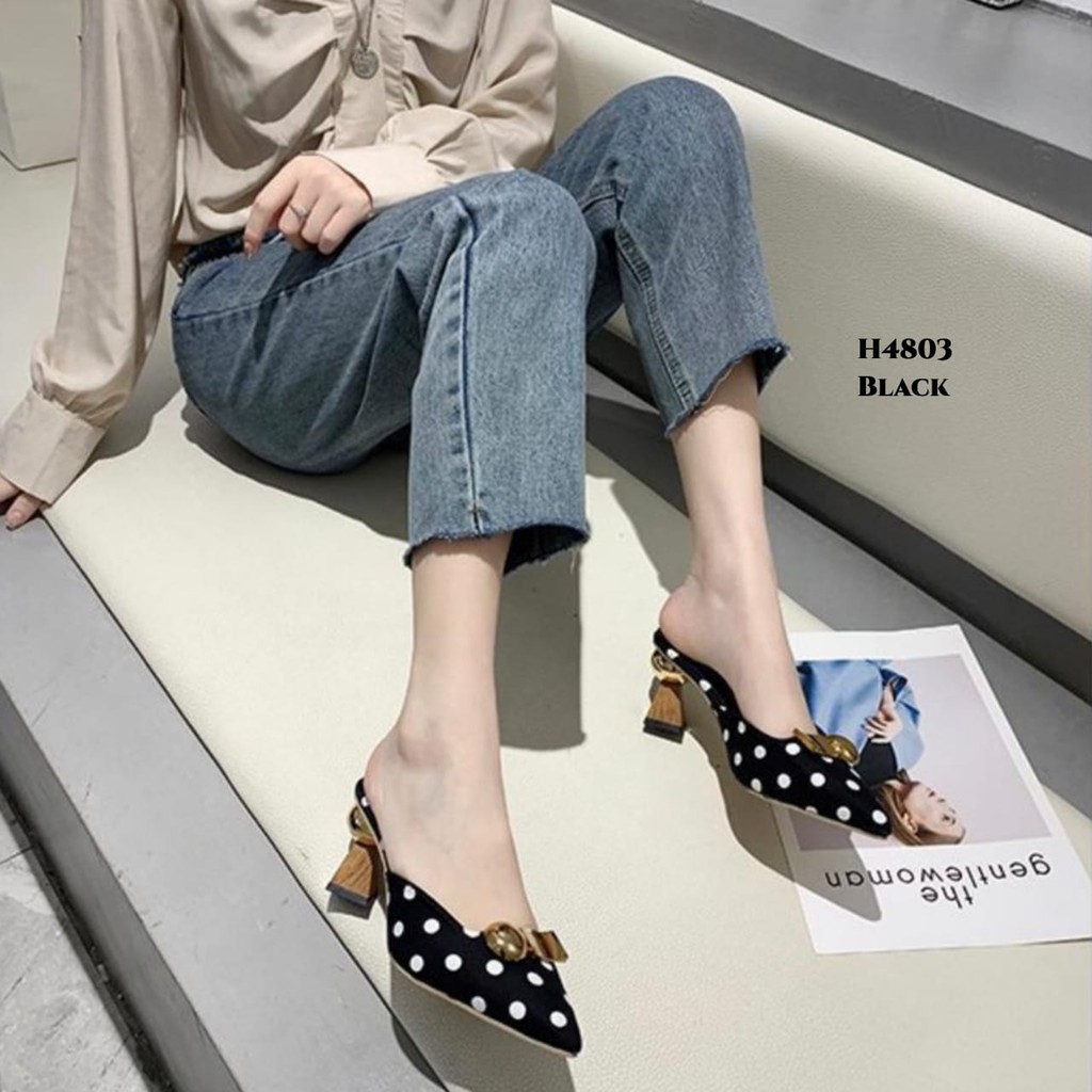 RESTOCK WYN HIGH HEELS SLOPE POLKADOT H4803
