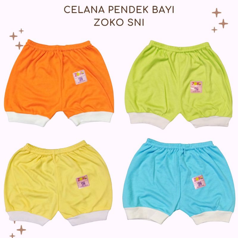 Celana Pendek Bayi Newborn SNI ZOKO POLOS 100% Cotton Halus Lembut Celana Pendek Bayi Laki laki perempuan Unisex Size Newborn 0-6 Bulan Perlengkapan Bayi Baru Lahir