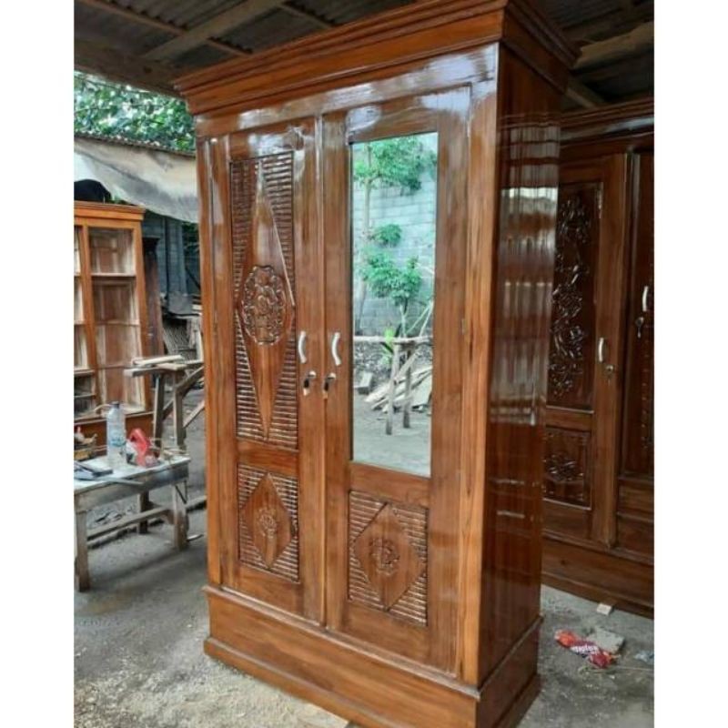 lemari 2 pintu kayu jati