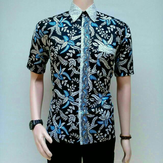 KEMEJA BATIK MOTIF BLARAK BIRU PEKALONGAN