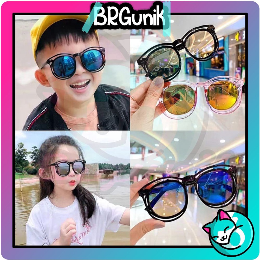 BRGUNIK Kacamata Anak New Trend/Fashion Anak Terbaru Bulat New Kacamata Hitam High Quality Import Kacamata Fashion G012