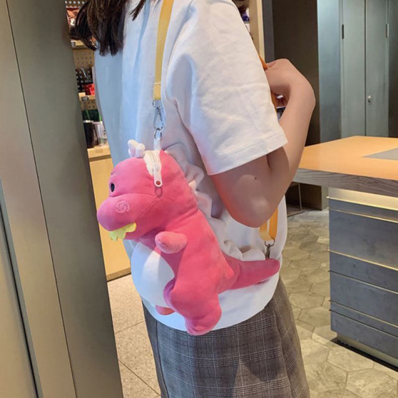 Tas Selempang Boneka Dino/ Tas Wanita Selempang Bulu