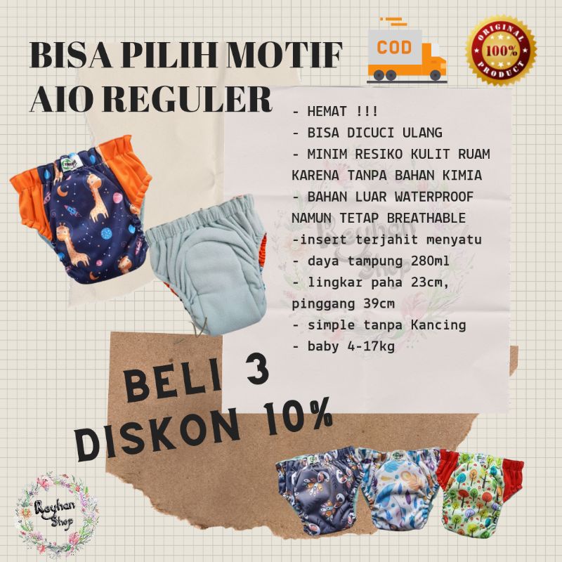 POPOK KAIN / CLODI NINGRAT POPOK KAIN BAYI PAMPERS NEWBORN Baru Lahir varian AIO REGULER BAYI 4-15KG